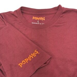 Popeyes Chicken Workwear CSE Burgundy/Red‎ Short Sleeve Employee Shirt Men Large